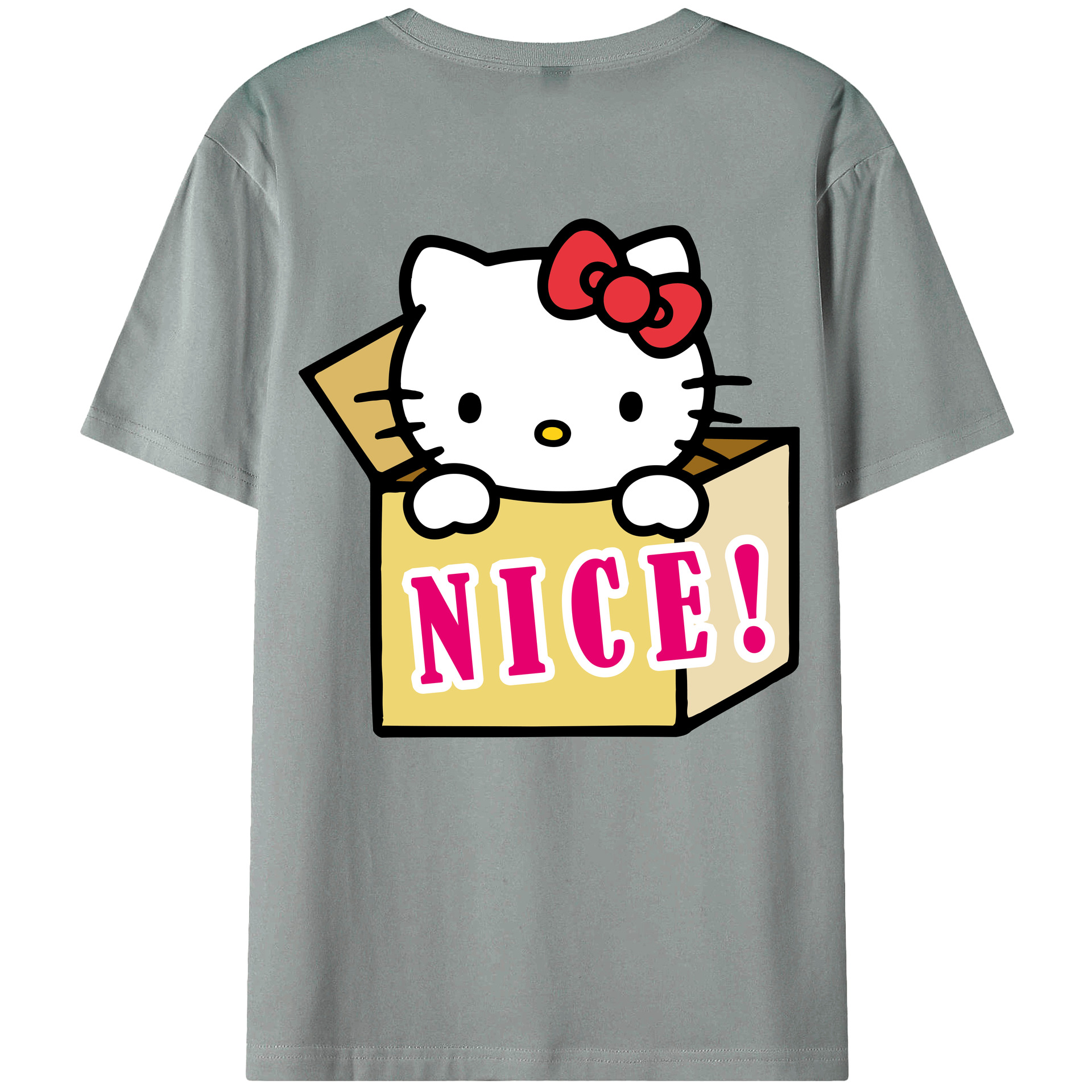 （画像用） Hello Kitty ハローキティ 綿100％ メンズ半袖Tシャツ（バックプリント） 通気性